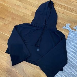 Athleta cropped bell sleeve black hoodie